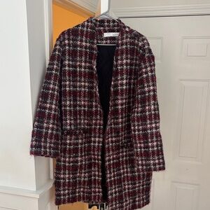 IRO Red and Black Plaid Cape Coat